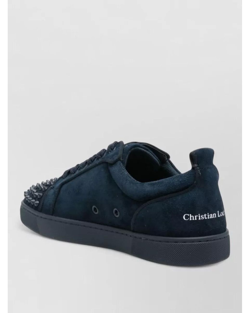 Christian Louboutin Blue Leather Spike-Embellished Lace-Up Sneakers for men