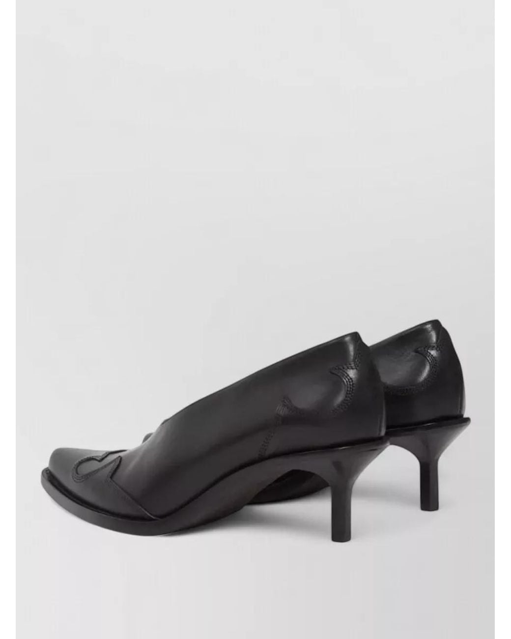 Ann Demeulemeester Black Calf Leather Western-Stitched Pumps
