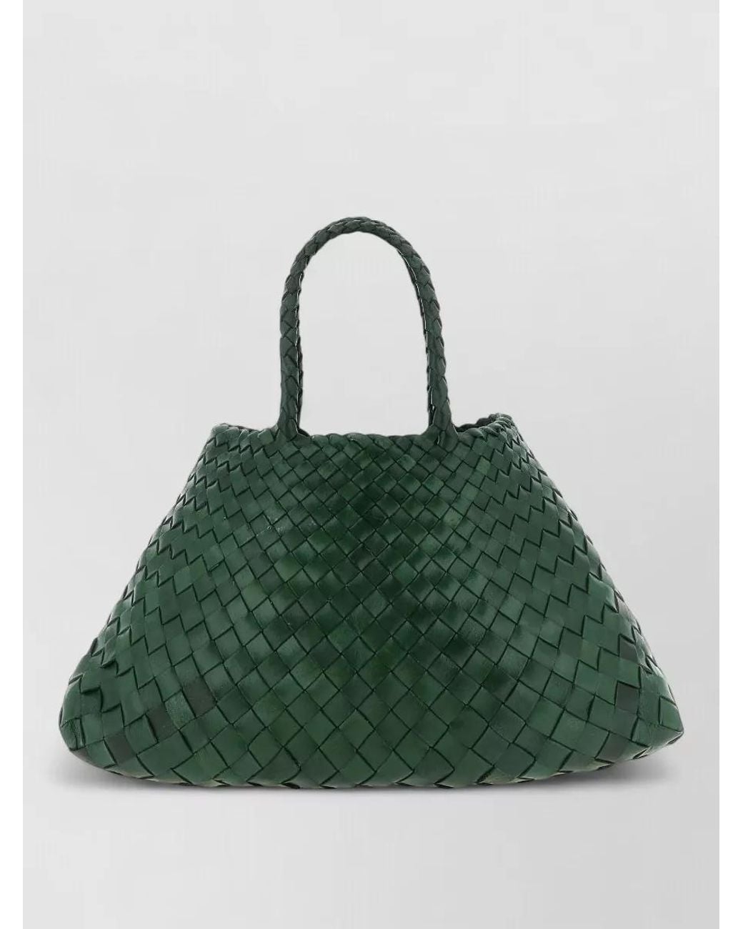 Dragon Diffusion Green Santa Croce Small Leather Woven Tote Bag
