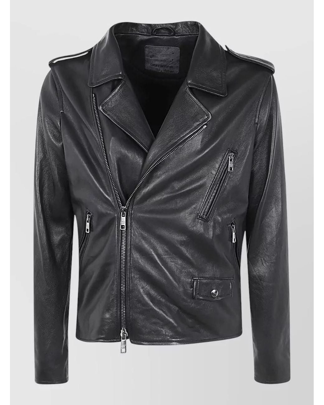 Giorgio Brato Black Leather Biker Jacket for men