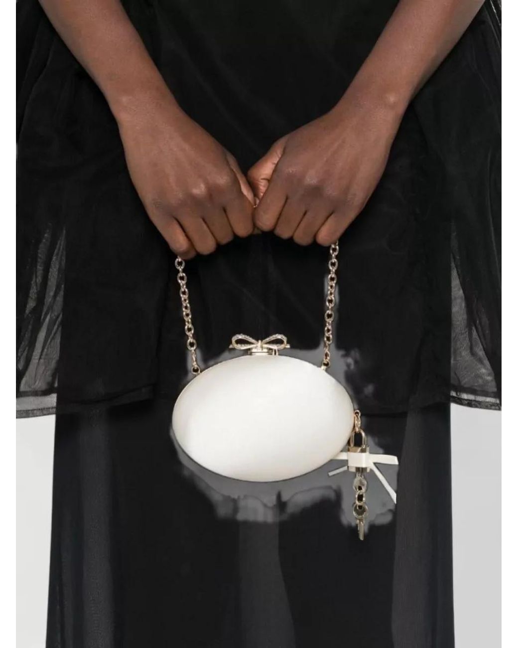 Self-Portrait Natural Diamante Mini Satin Clutch Bag