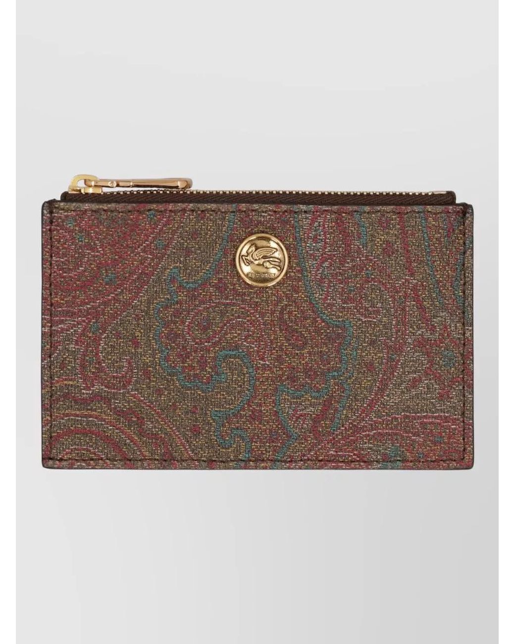 Etro Brown Paisley Jacquard Card Holder