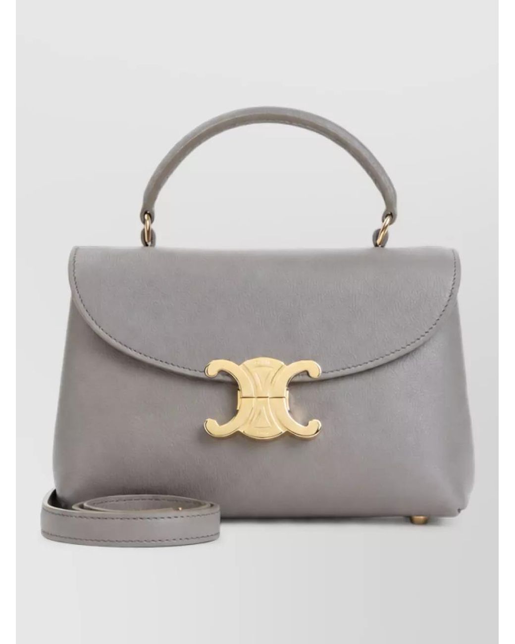 Céline Gray Calfskin Leather Shoulder Bag