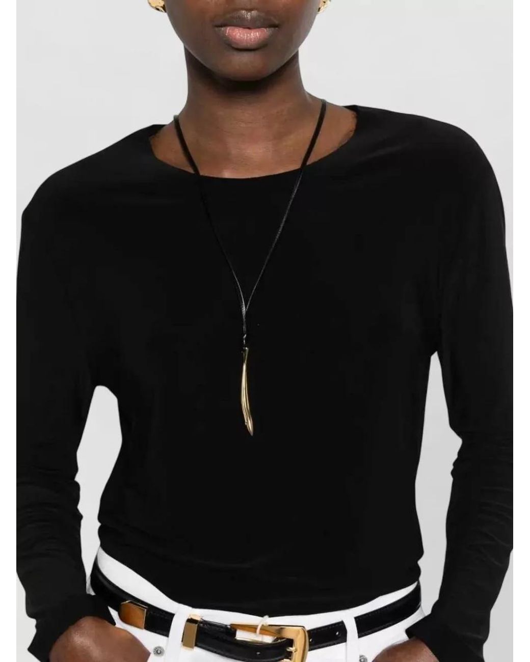 Norma Kamali Black Cropped Long-Sleeve T-Shirt