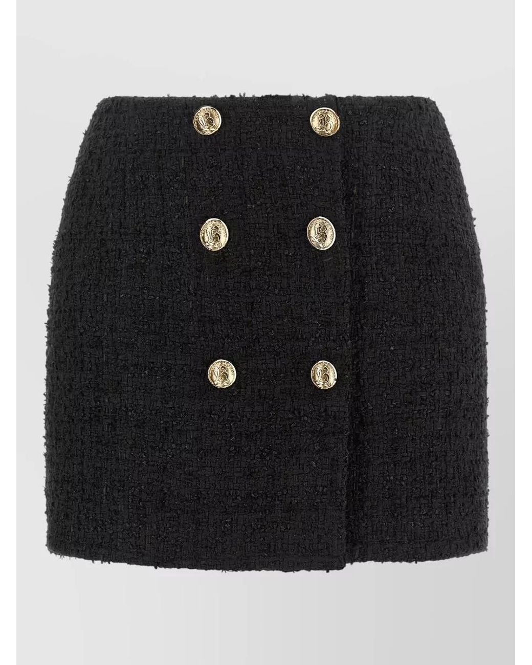 Balmain Black Embossed Button Detail Miniskirt