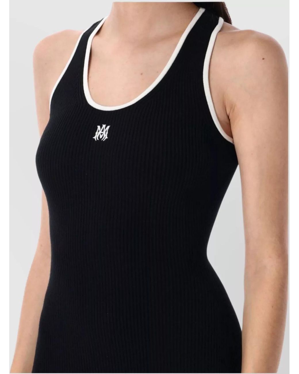 Amiri Black Ribbed Sleeveless Scoop Neck Mini Dress