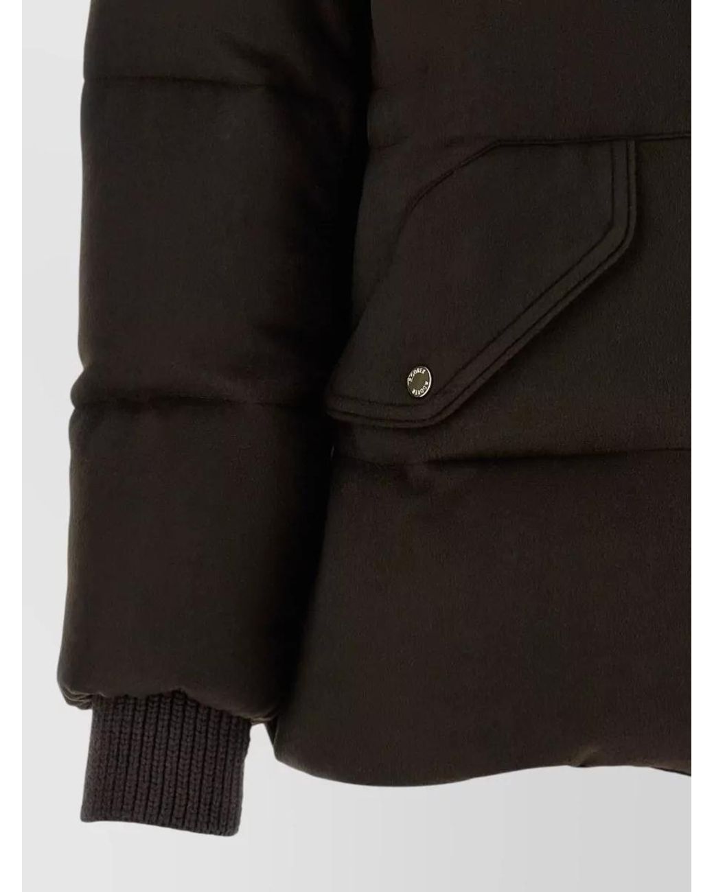 Moorer Black Wool Cashmere Quilted Down Coat