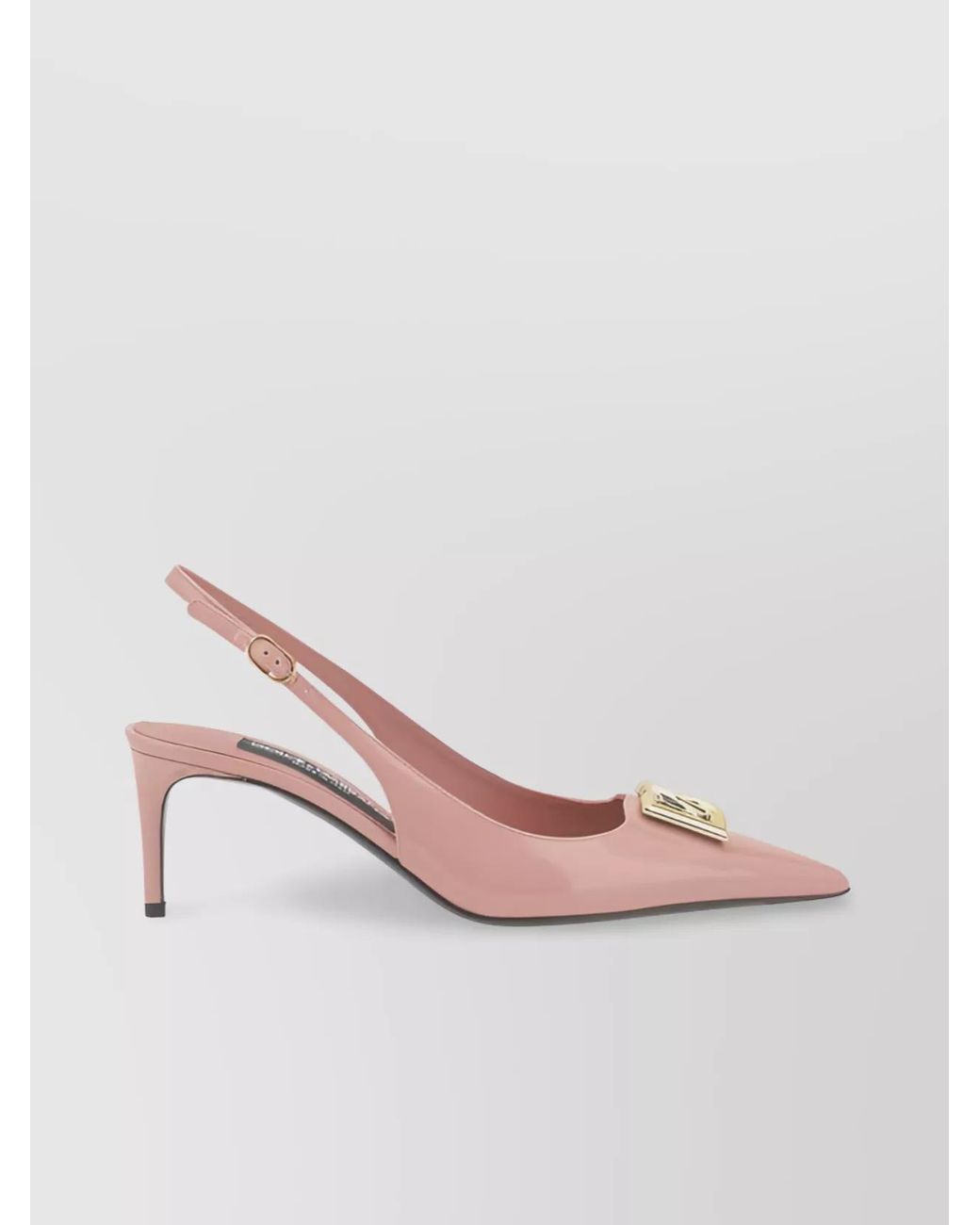 Dolce & Gabbana Pink Leather Logo Slingback Pumps
