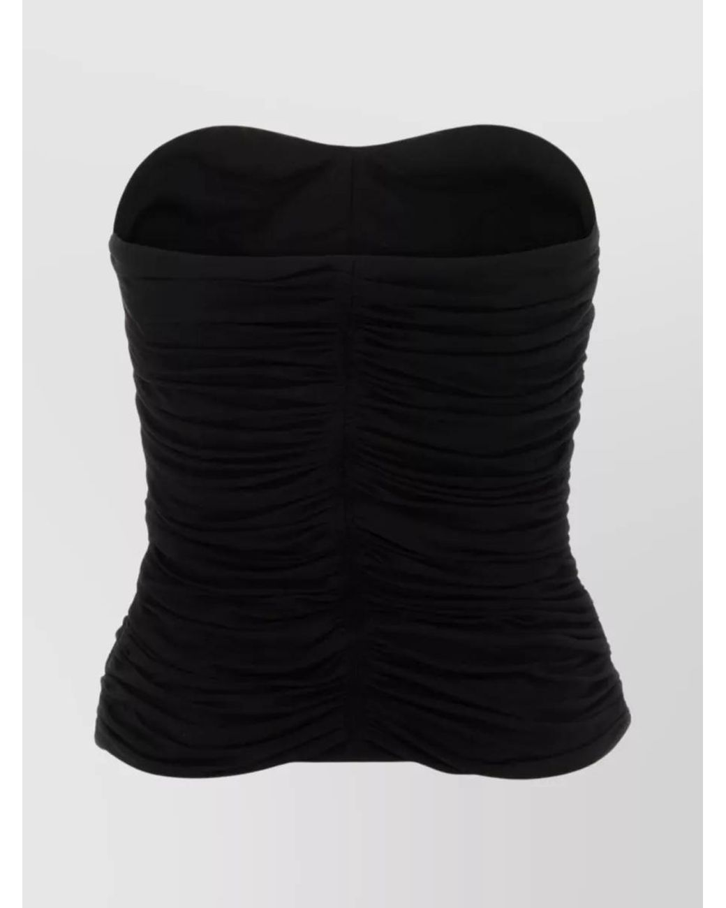 Saint Laurent Black Draped Ruched Strapless Bustier Top