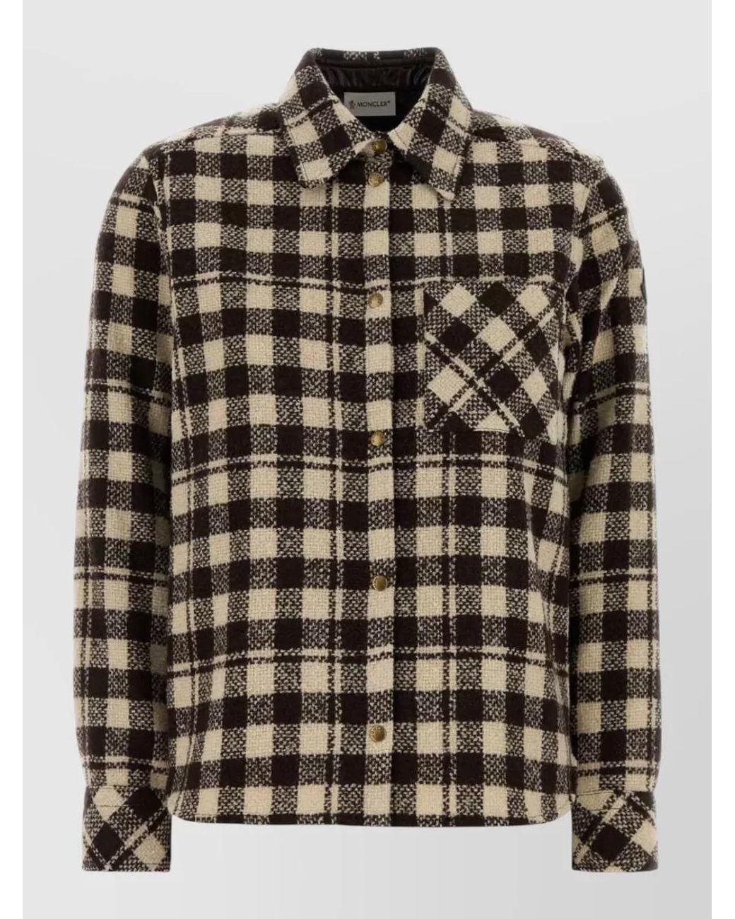 Moncler Black Checked Wool Shirt Jacket for men