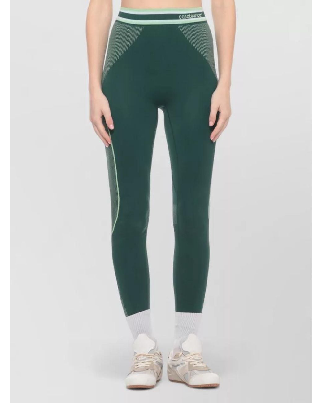 Casablanca Green Logo-Elastic Leggings