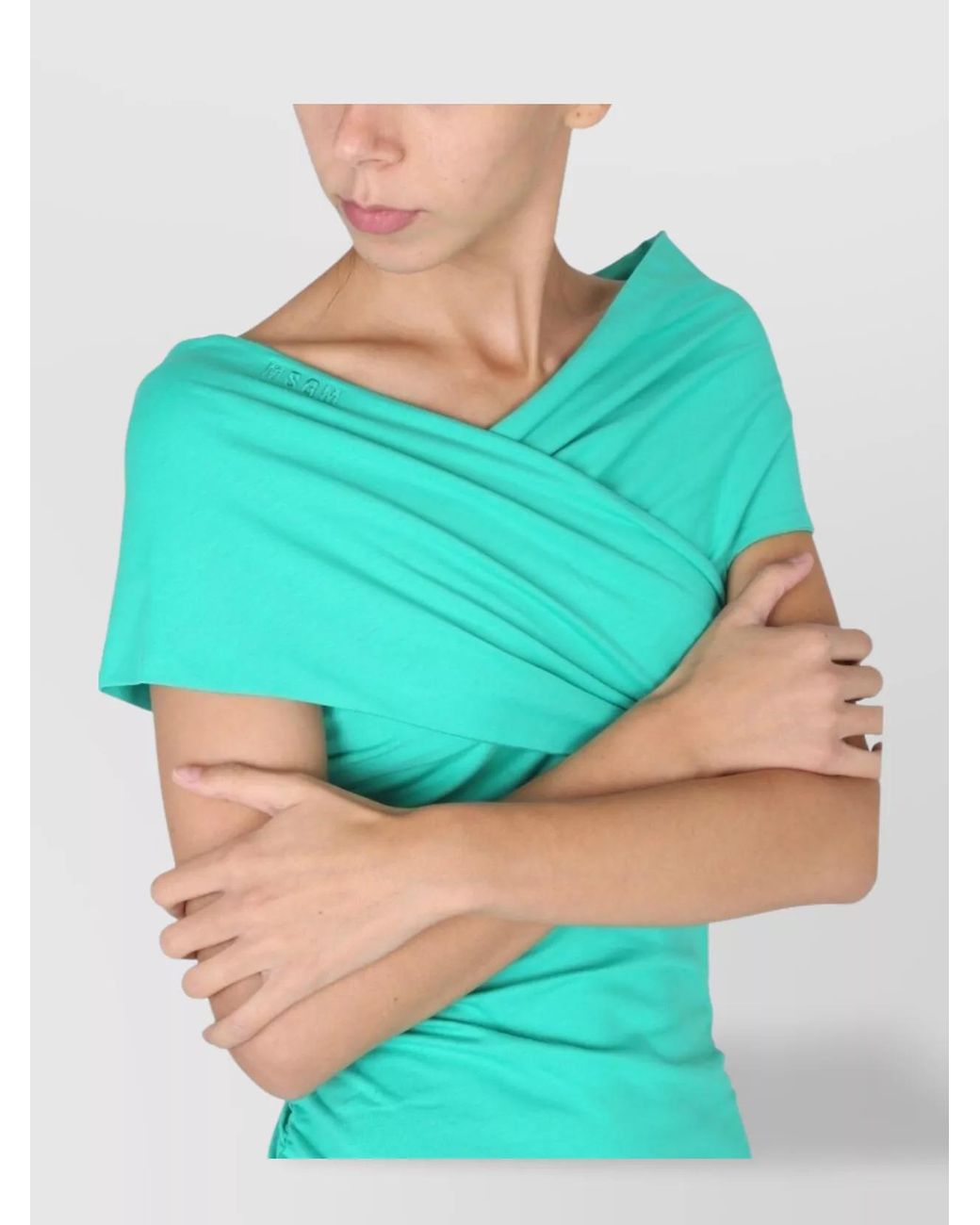 MSGM Blue Cotton Draped Maxi Dress