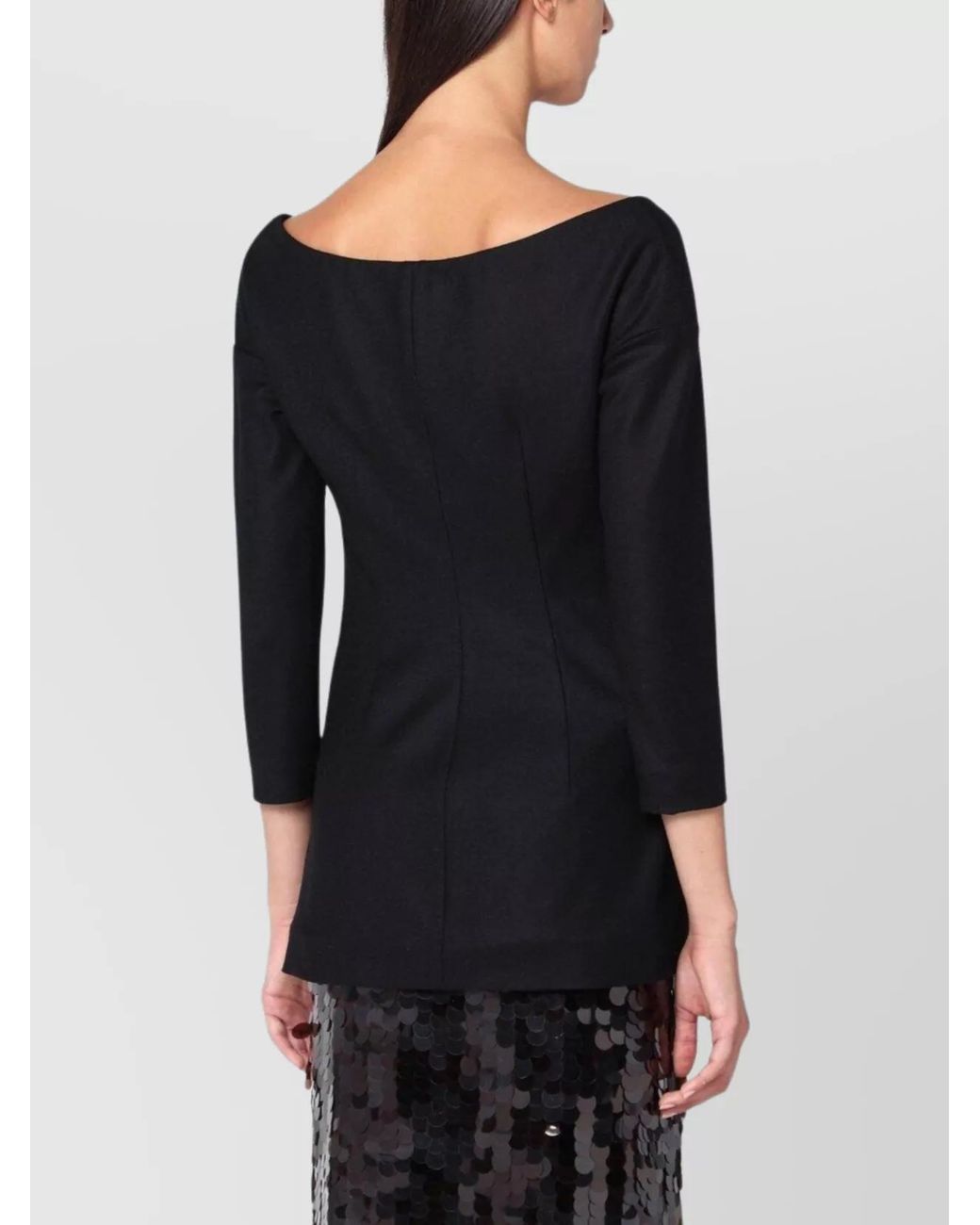 Alberta Ferretti Black Wool V-Neck Jacket