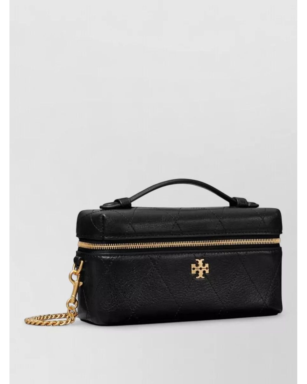 Tory Burch Black Camera Mini Leather Quilted Vanity Case