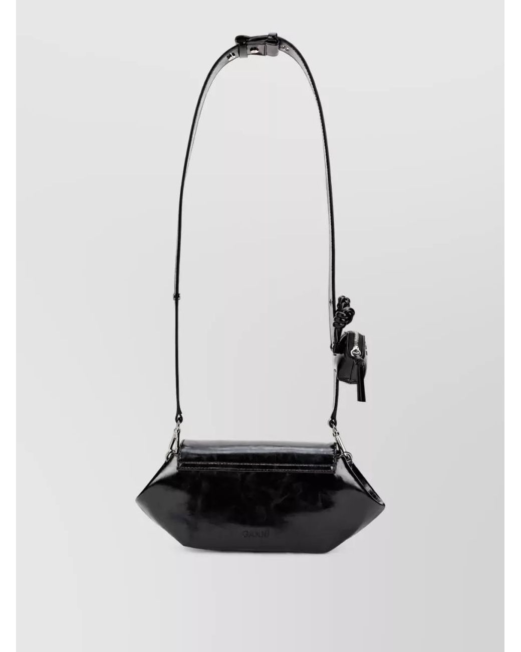 Ganni Black Bou East West Box Recycled Leather Crossbody Bag
