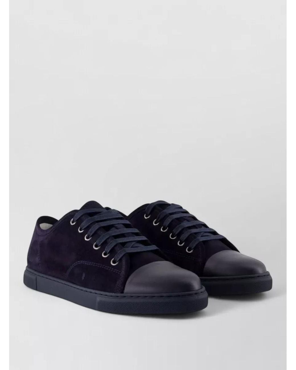 Lanvin Blue Leather Lace-Up Sneakers