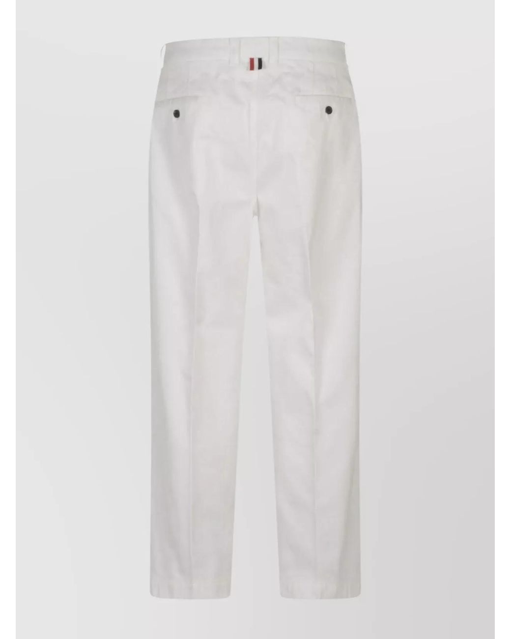 Thom Browne White Cotton Straight-Leg Chino Trousers for men