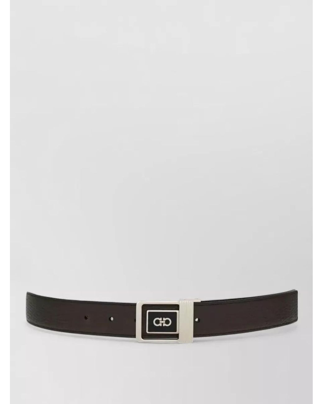 Ferragamo Gray Calf Leather Reversible Belt for men