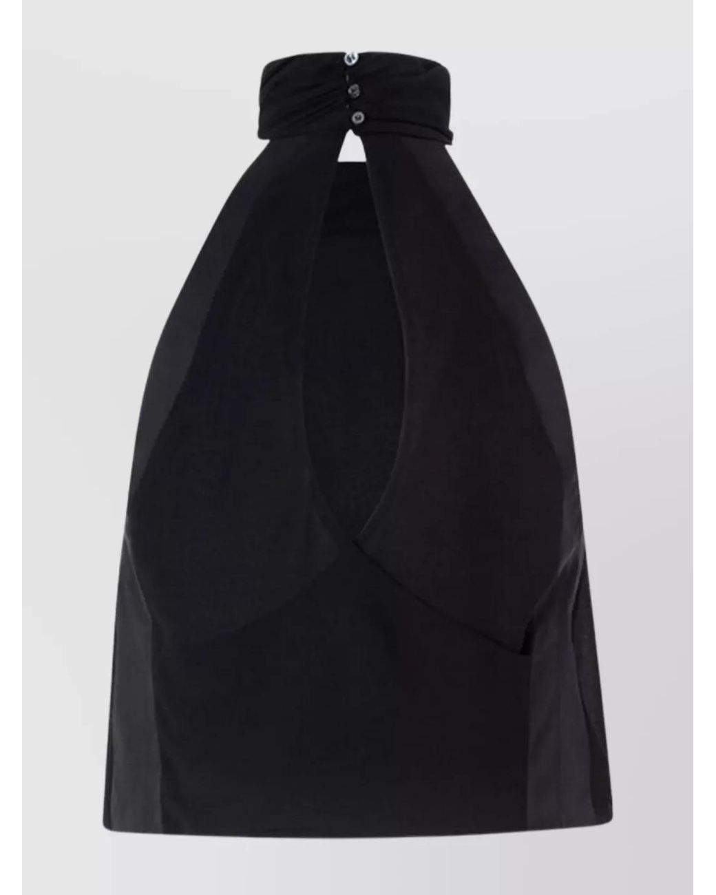 Pinko Black Halter Neck Top With High Collar