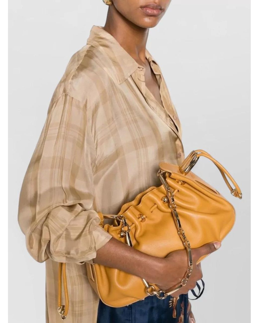 Zimmermann Natural Leather Ruched Shoulder Bag