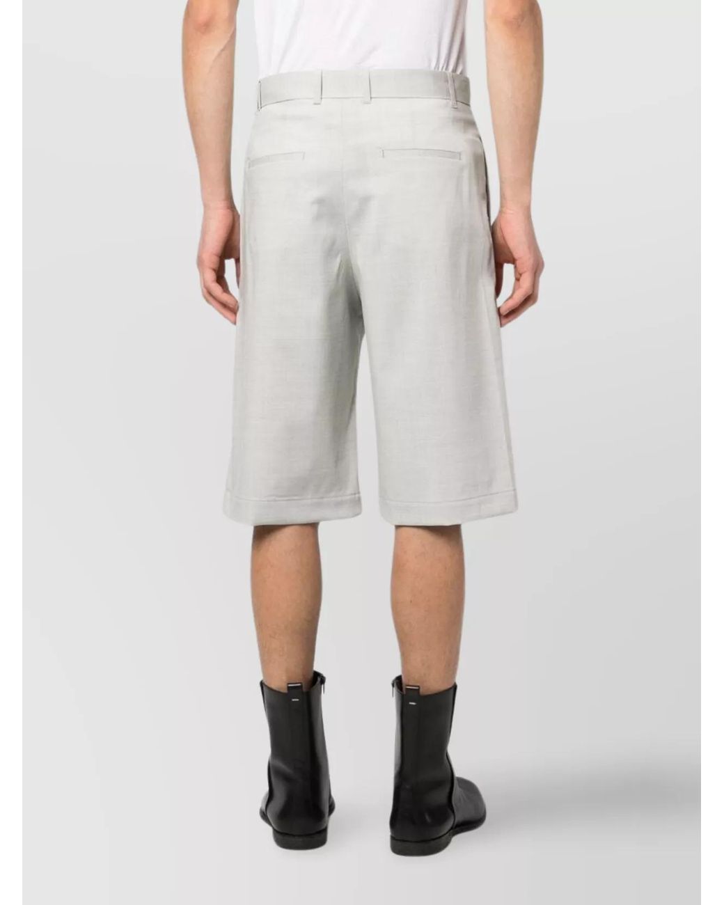 Etudes Studio White Wool Pleated Wide-Leg Tailored Shorts for men