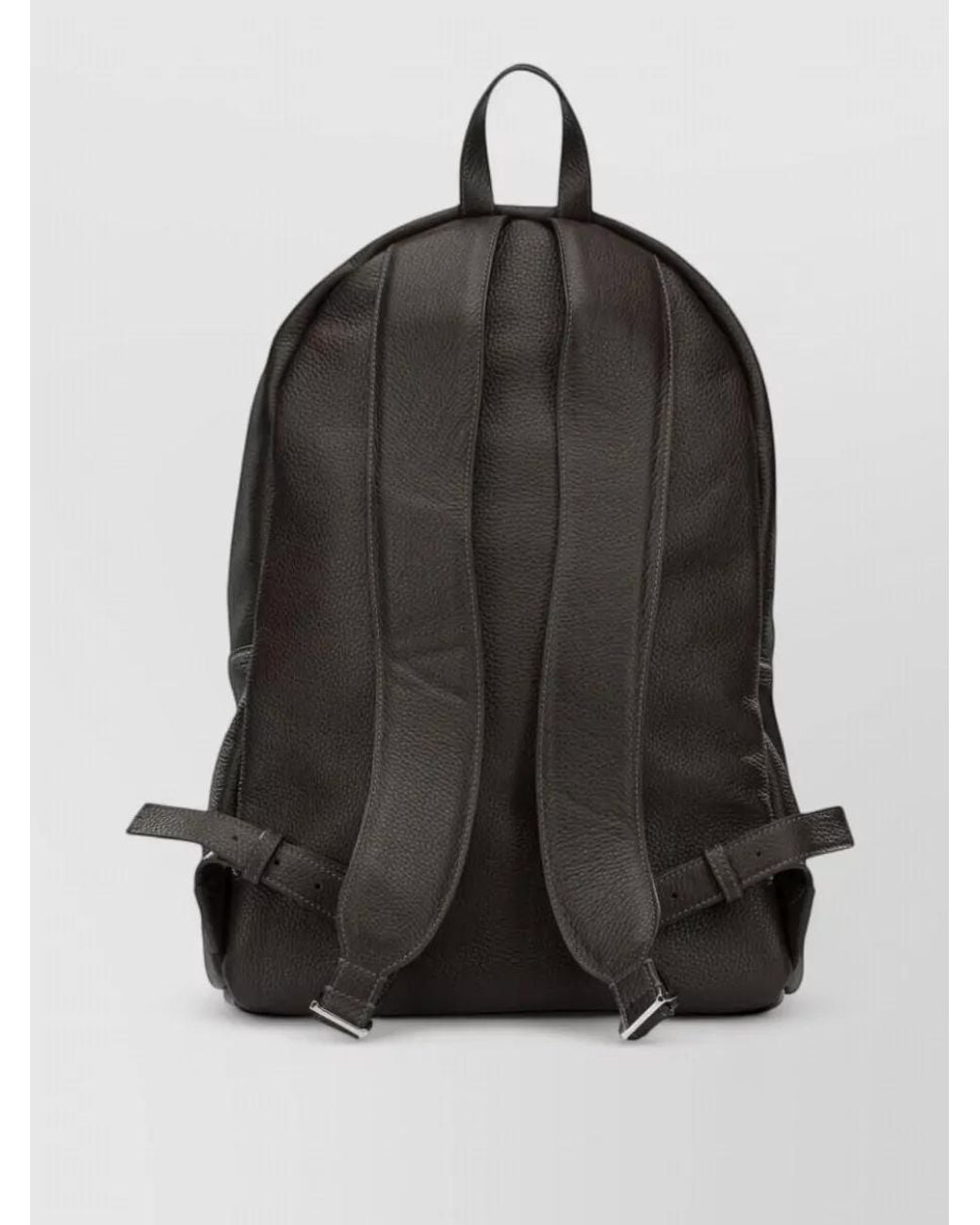 Santoni Black Leather Backpack for men