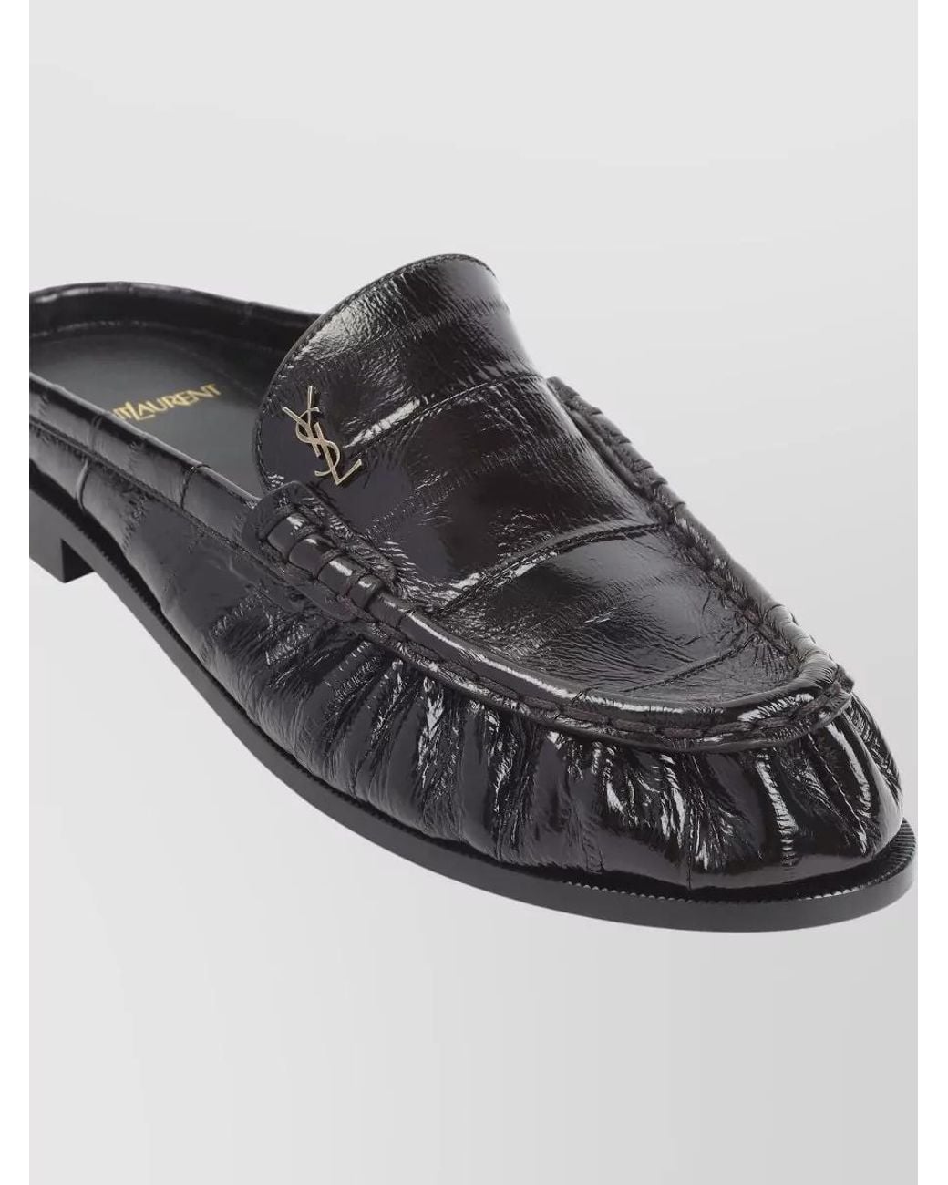 Saint Laurent Black Leather Backless Loafers