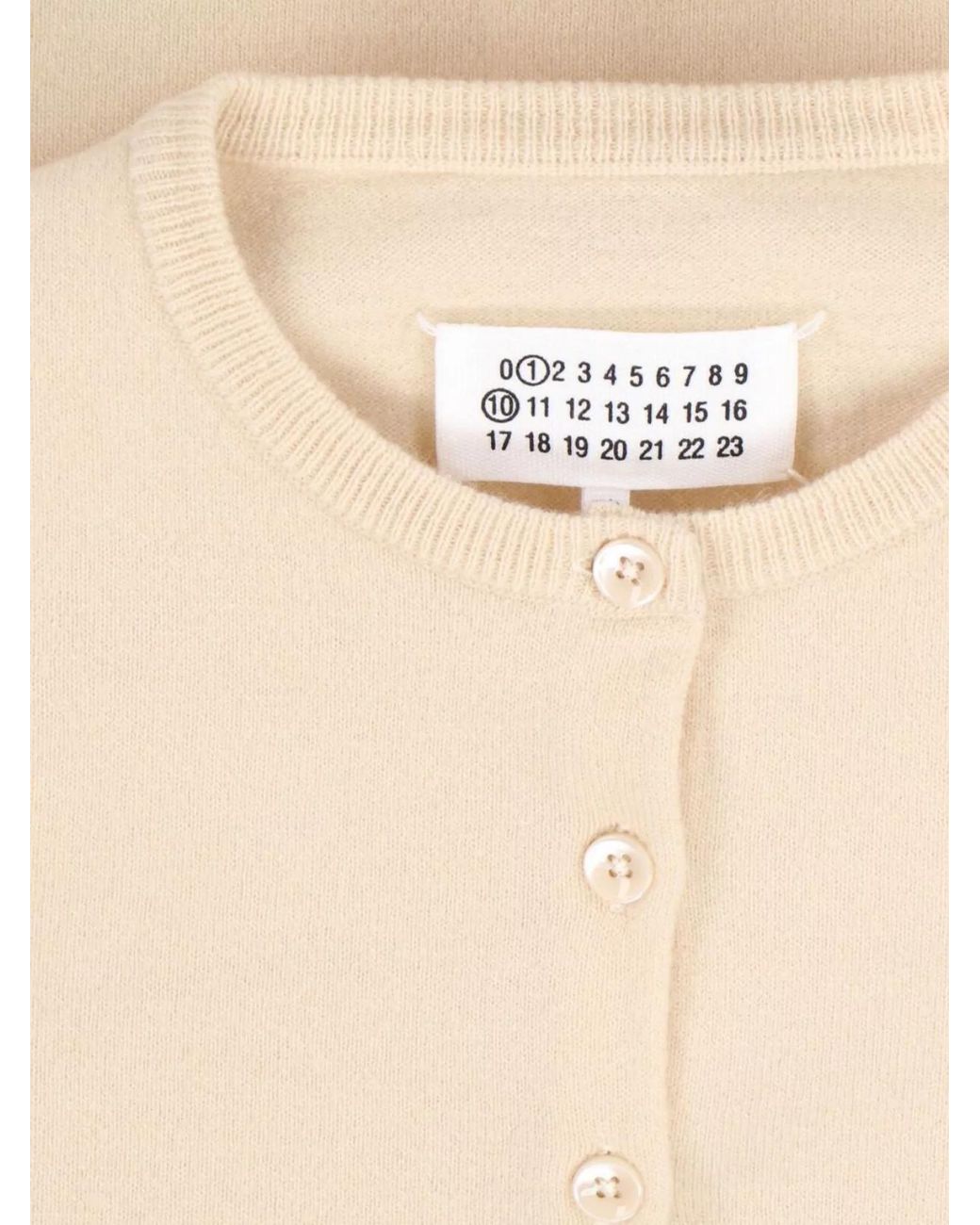 Maison Margiela Natural Wool Crewneck Cardigan