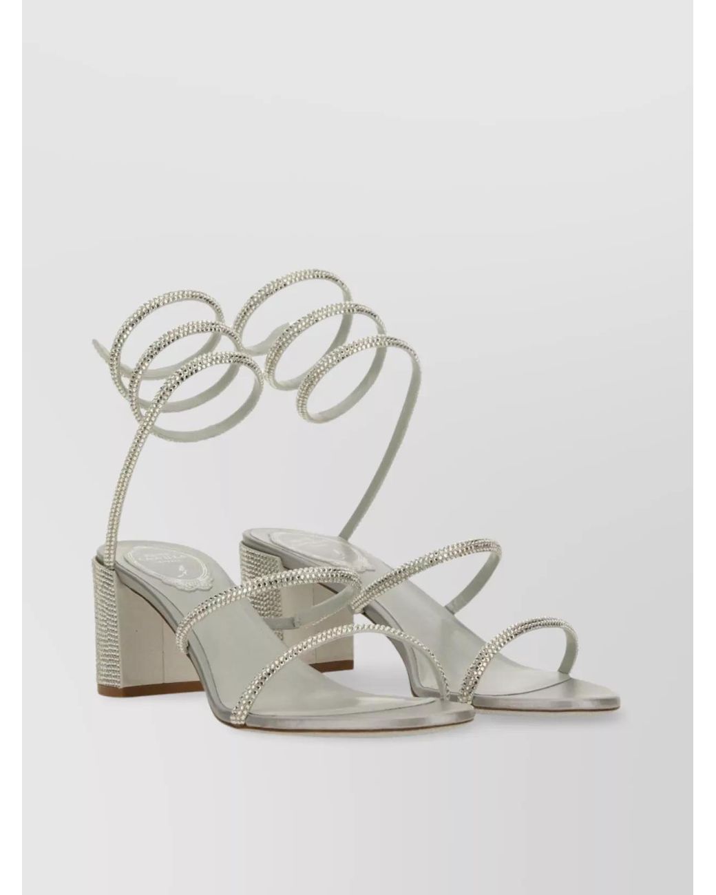 Rene Caovilla White Crystal-Embellished Satin Sandals