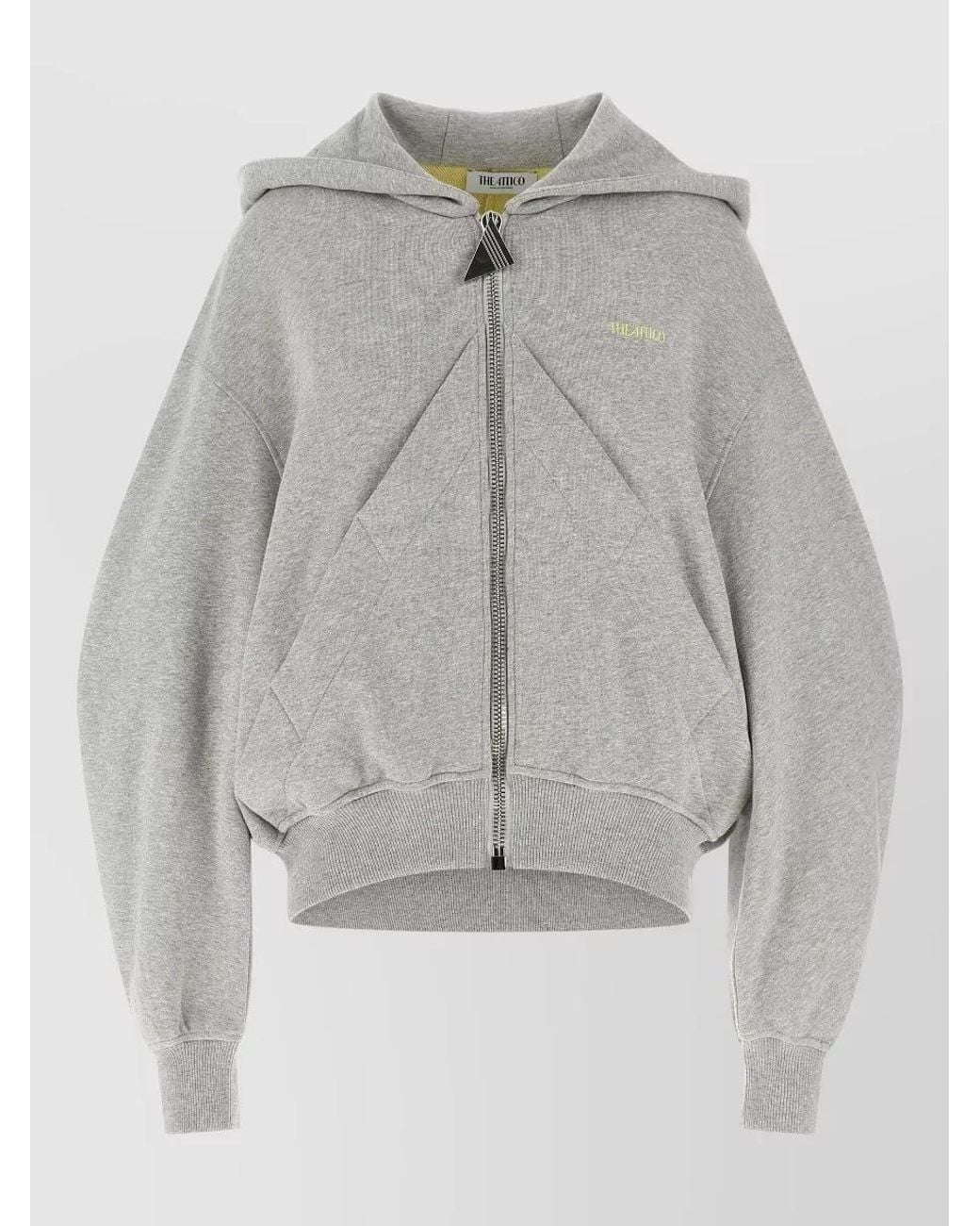 The Attico Gray Hooded Sweatshirt Featuring Distinctive Logo Detail