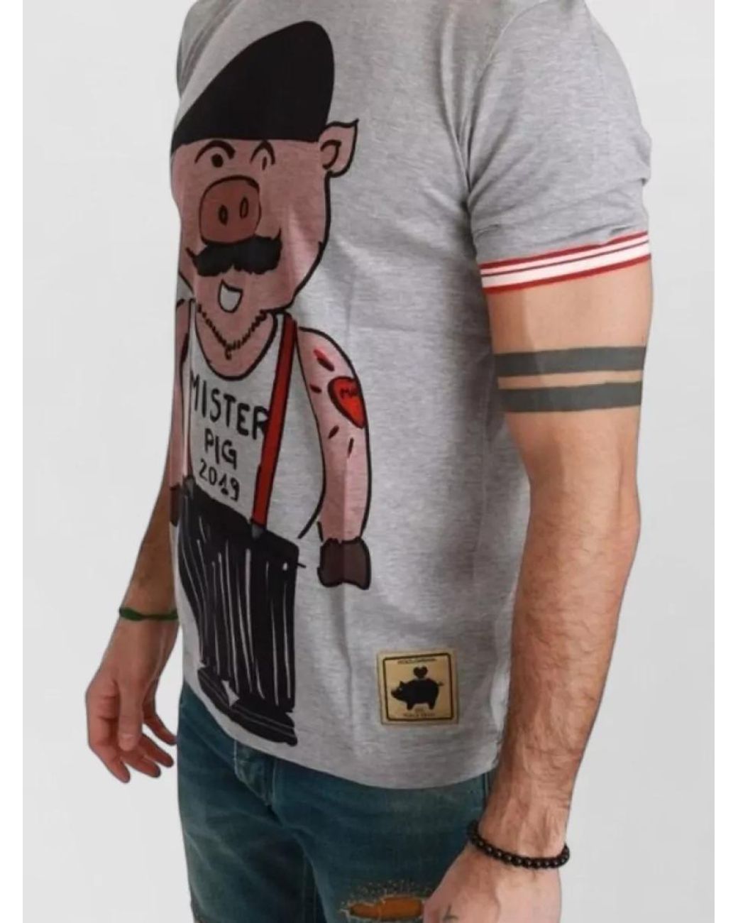 Dolce & Gabbana Blue Cotton Graphic Print Short-Sleeve T-Shirt for men