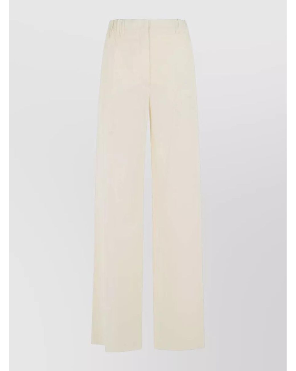 Max Mara White Virgin Wool Wide-Leg Trousers