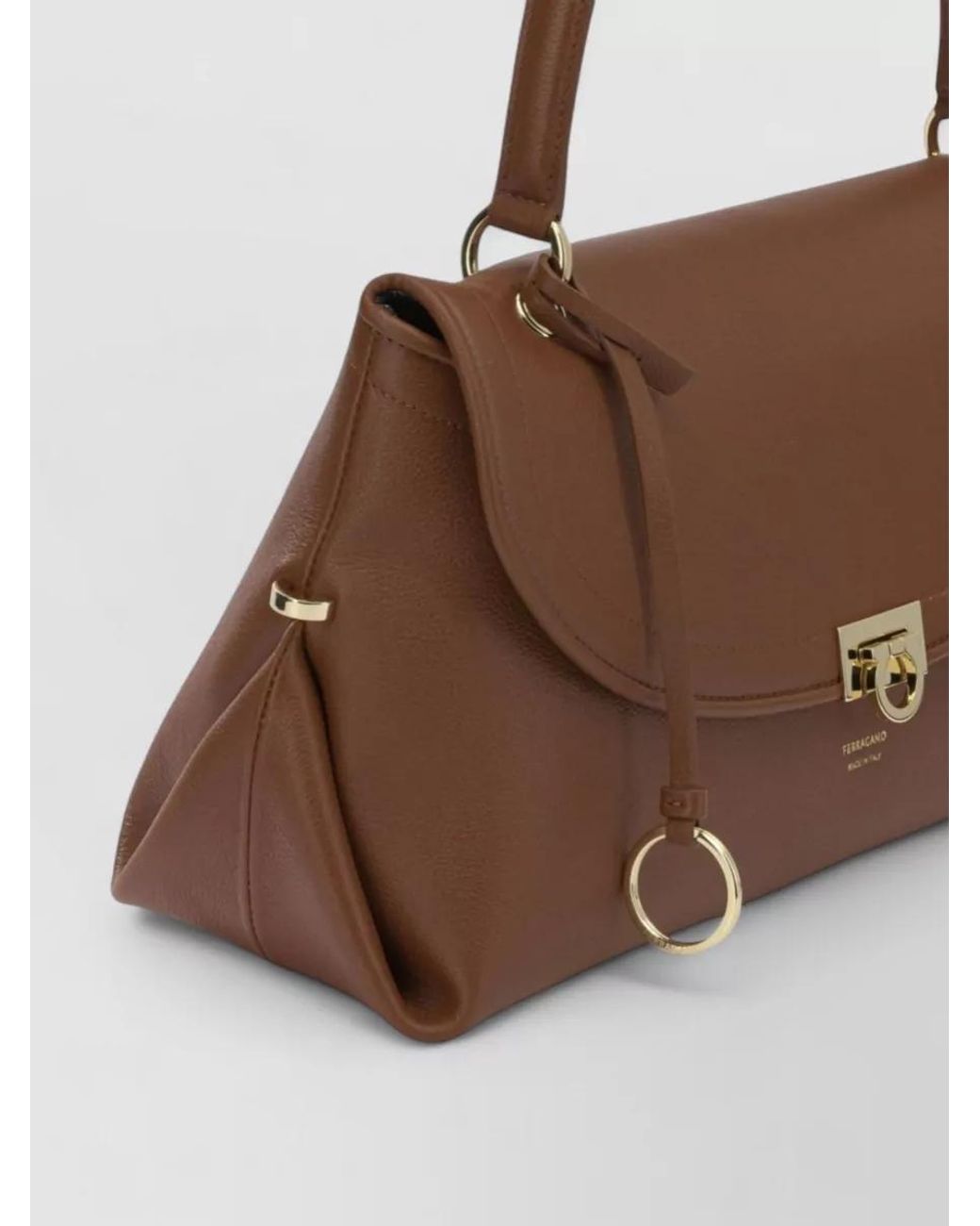 Ferragamo Brown Gancini Leather Shoulder Bag