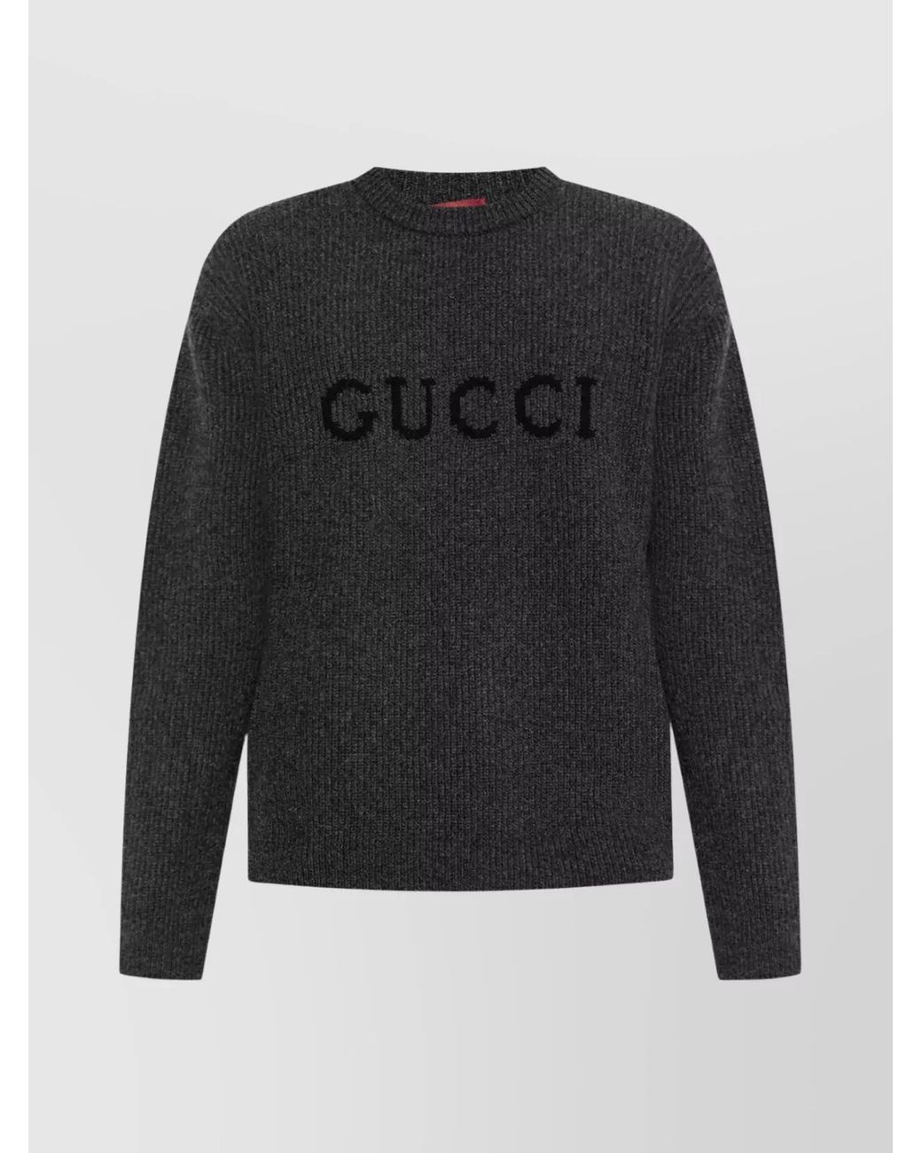 Gucci Black Cashmere Wool Logo-Embroidered Crewneck Sweater for men