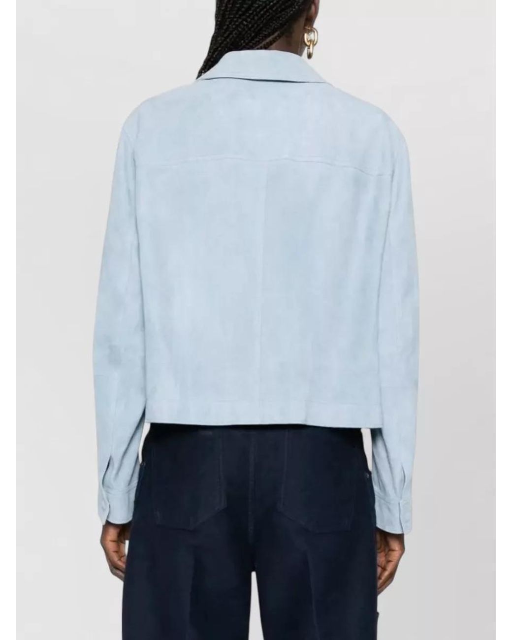 Tom Ford Blue Lamb Leather Cropped Jacket
