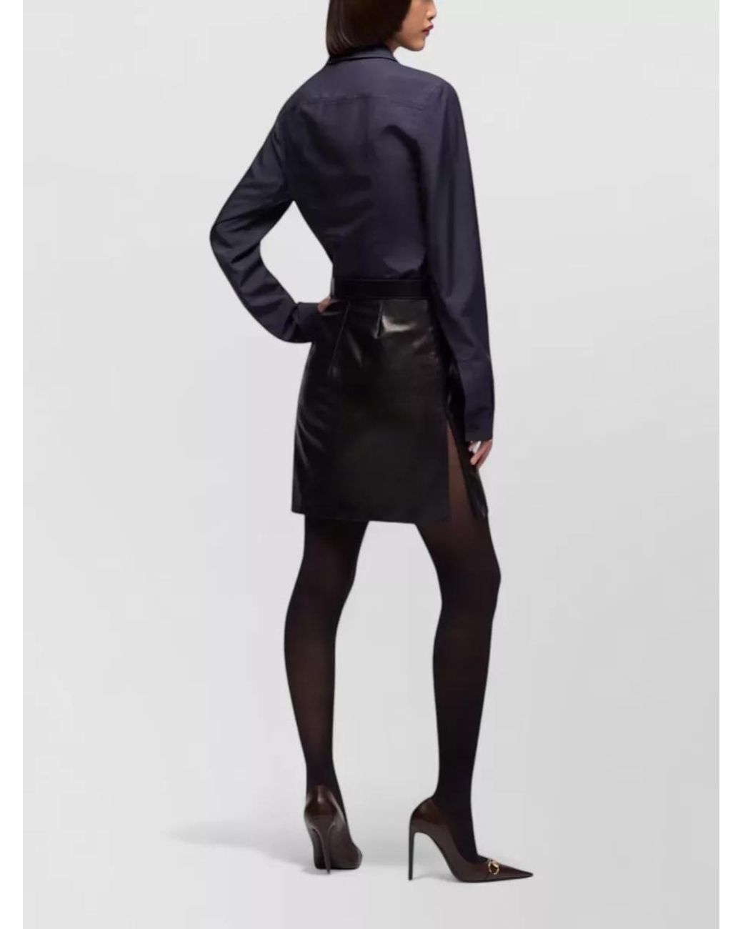 Gucci Black Leather Mini Skirt