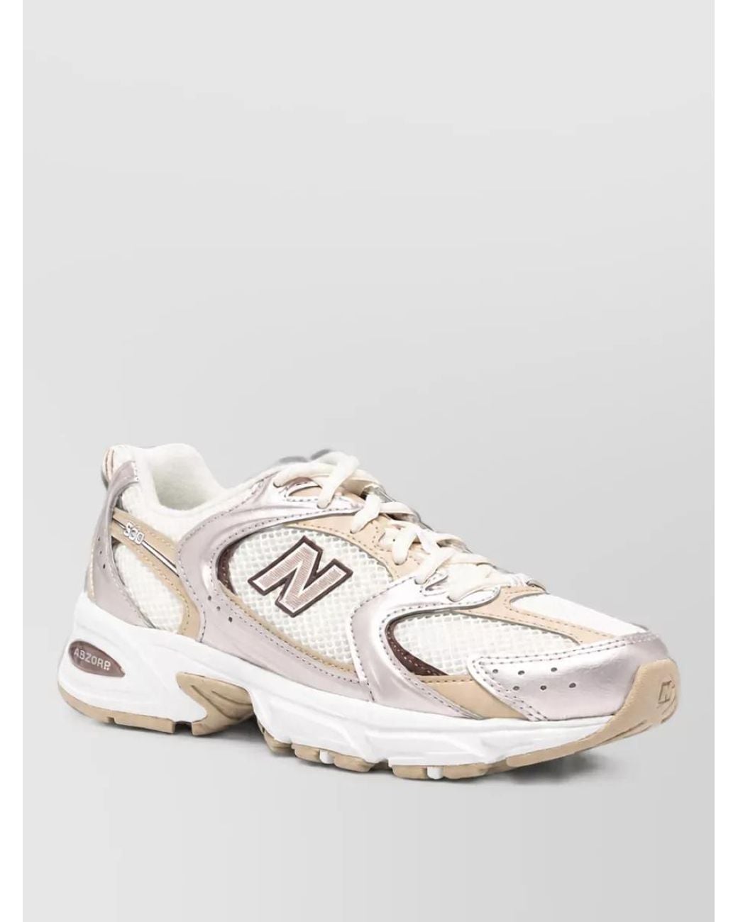 New Balance White Mesh Panel Low-Top Sneakers
