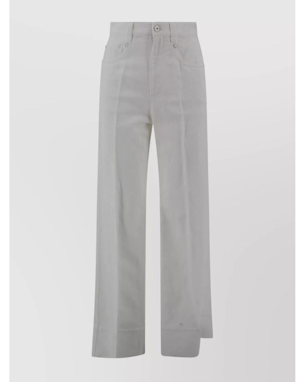Brunello Cucinelli Gray Cotton Linen Mid-Rise Wide-Leg Jeans