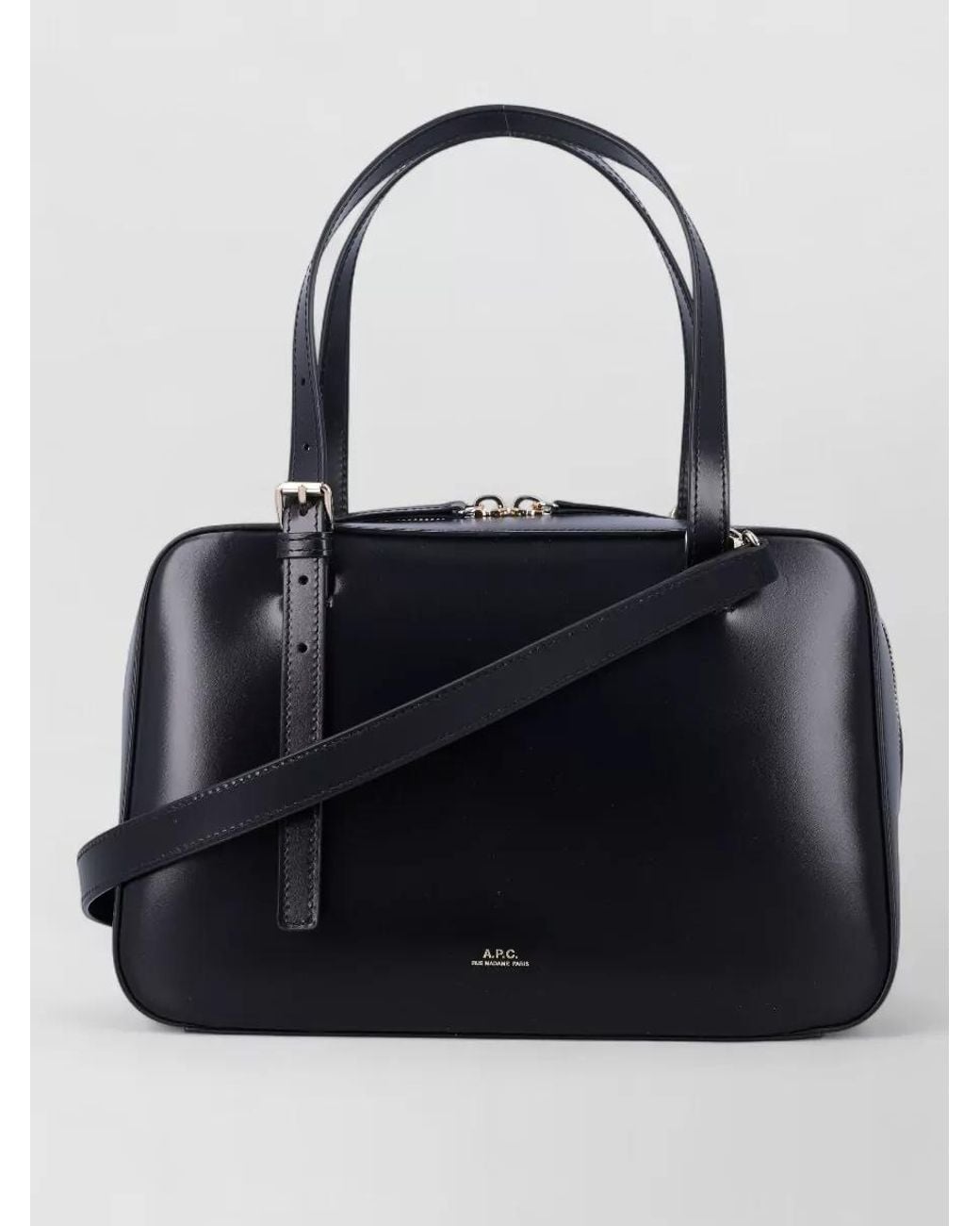 A.P.C. Black Virginie Box Leather Shoulder Bag