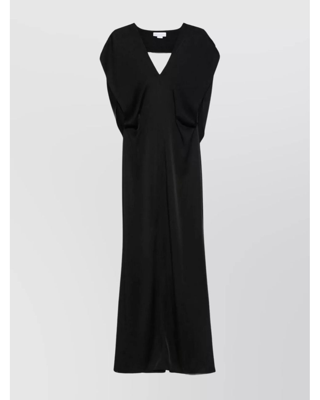 Stella McCartney Black Satin V-Neck Maxi Gown