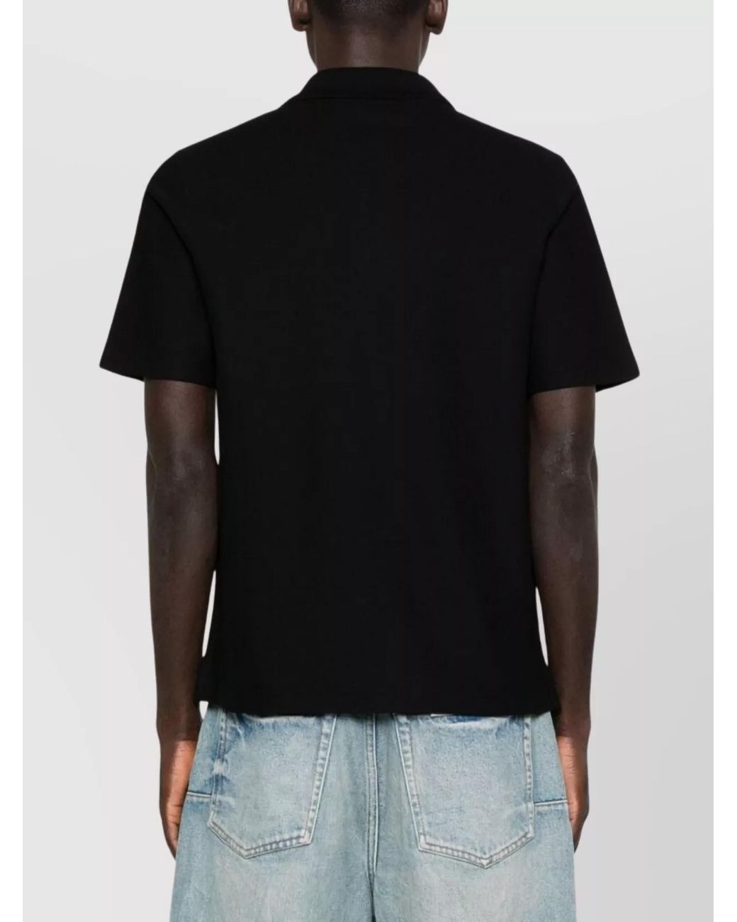 Lanvin Black Cotton Short-Sleeve Polo Shirt for men