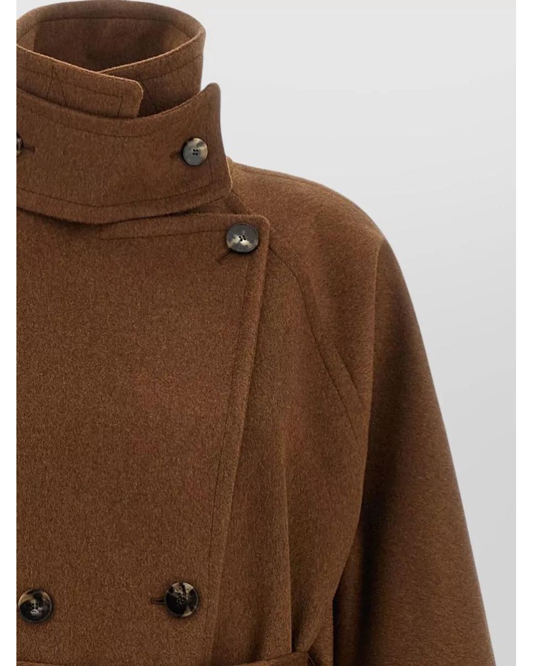 Alberto Biani Brown Wool Double-Breasted Belted Coat