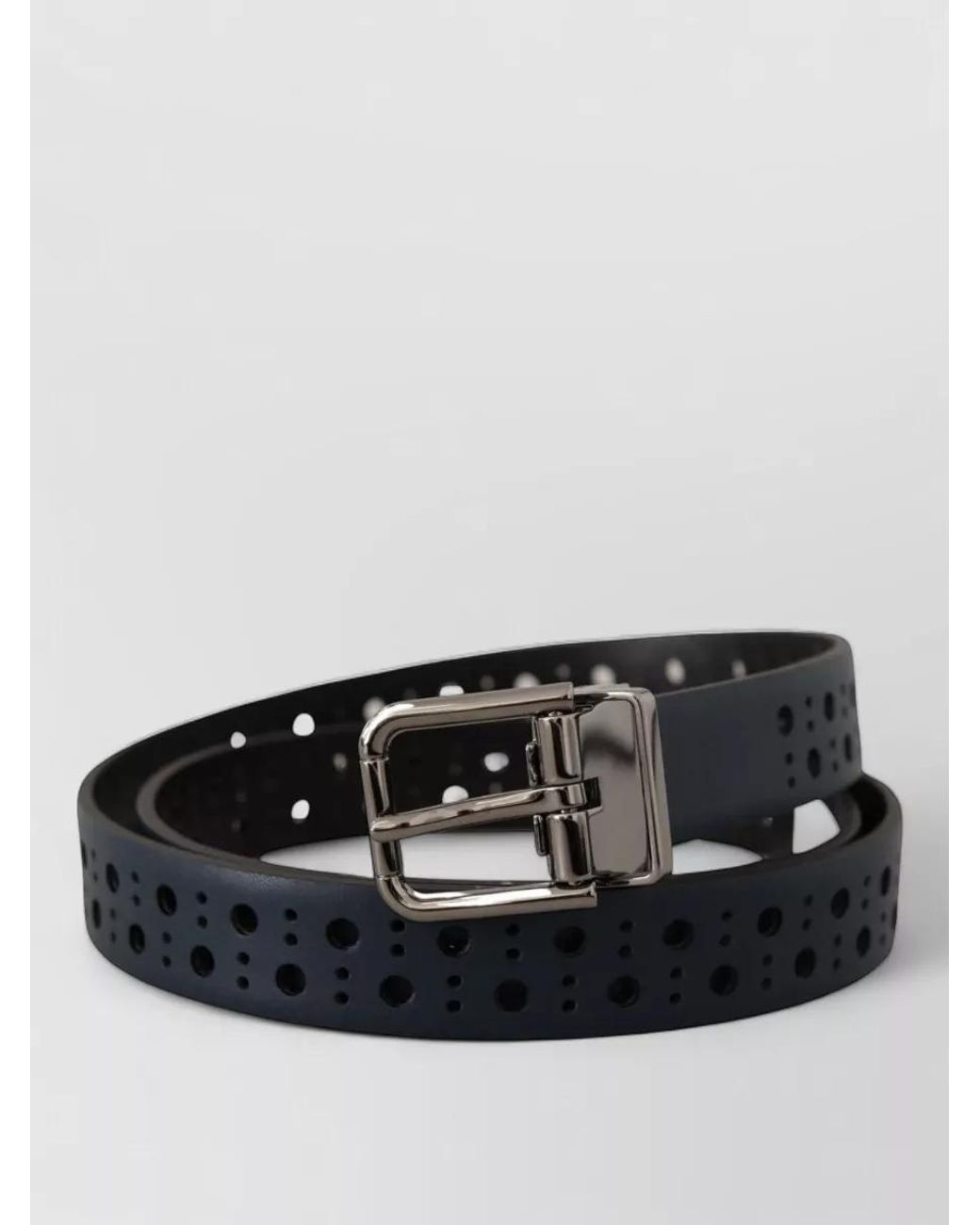 Dolce & Gabbana White Perforated Leather Skinny Belt for men