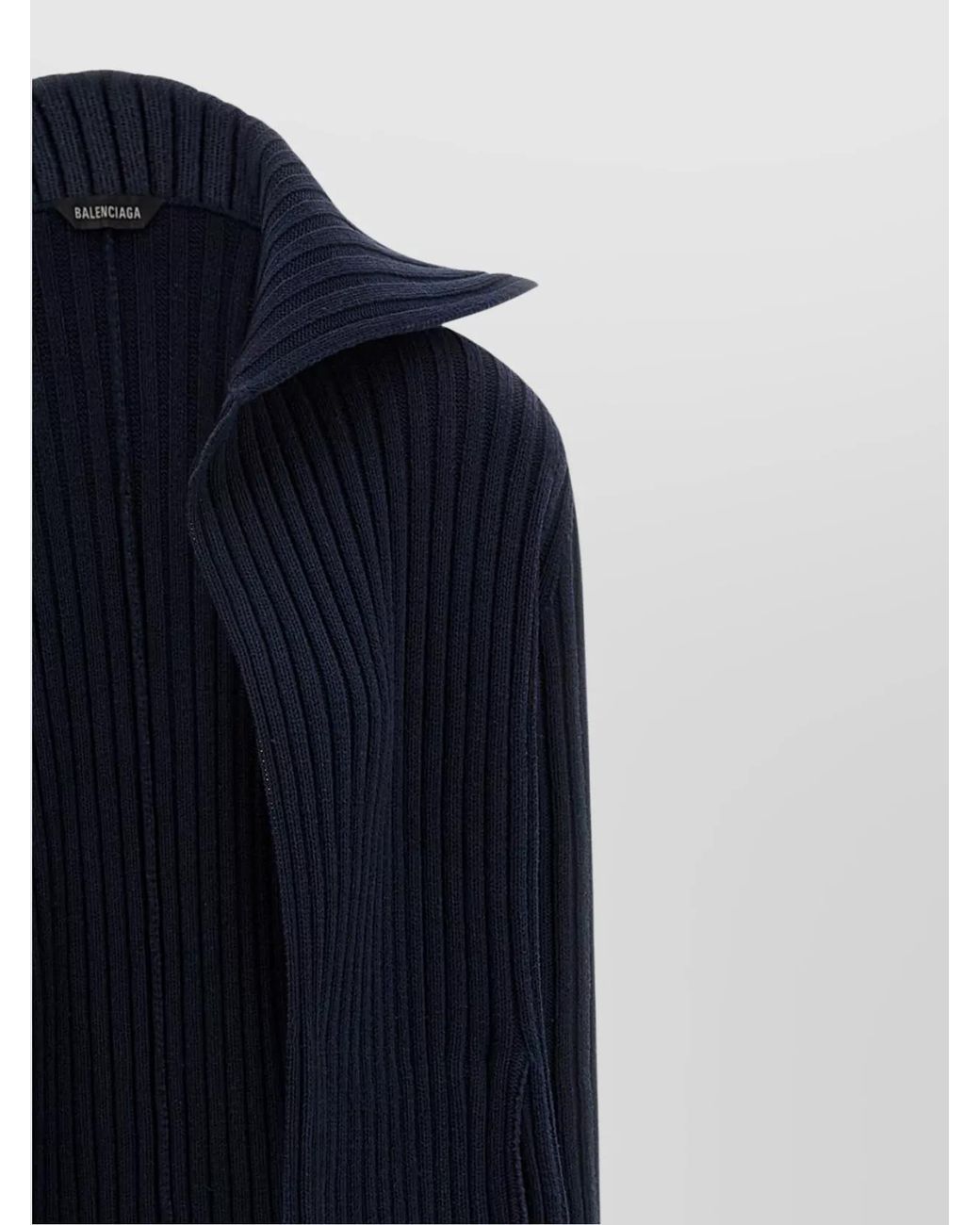 Balenciaga Blue Ribbed Maxi Shawl-Collar Cardigan