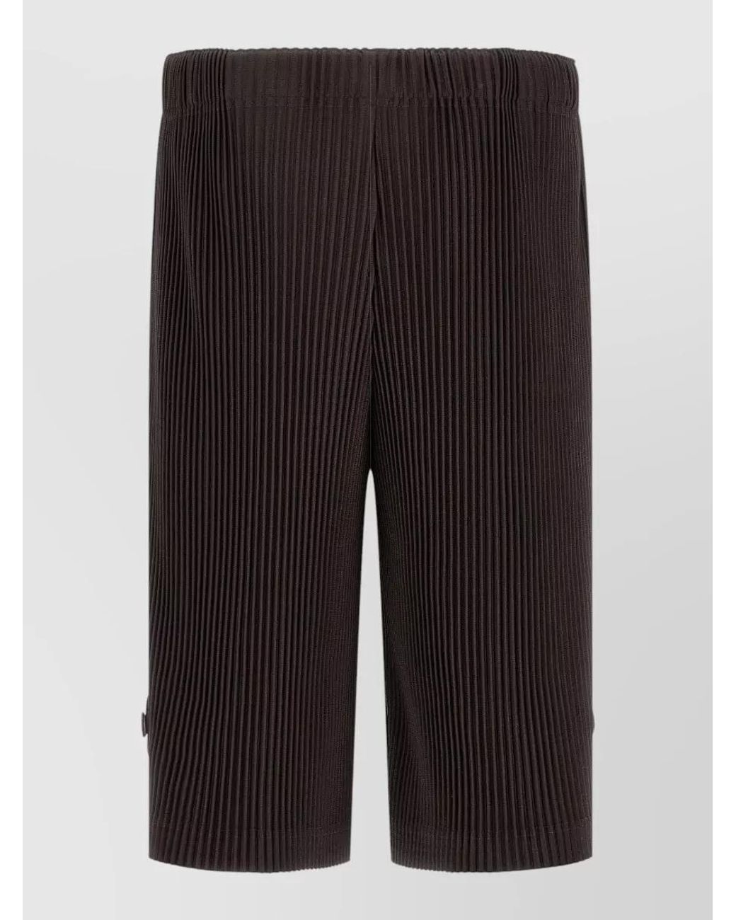 Homme Plissé Issey Miyake Black Ribbed Straight-Leg Bermuda Shorts for men
