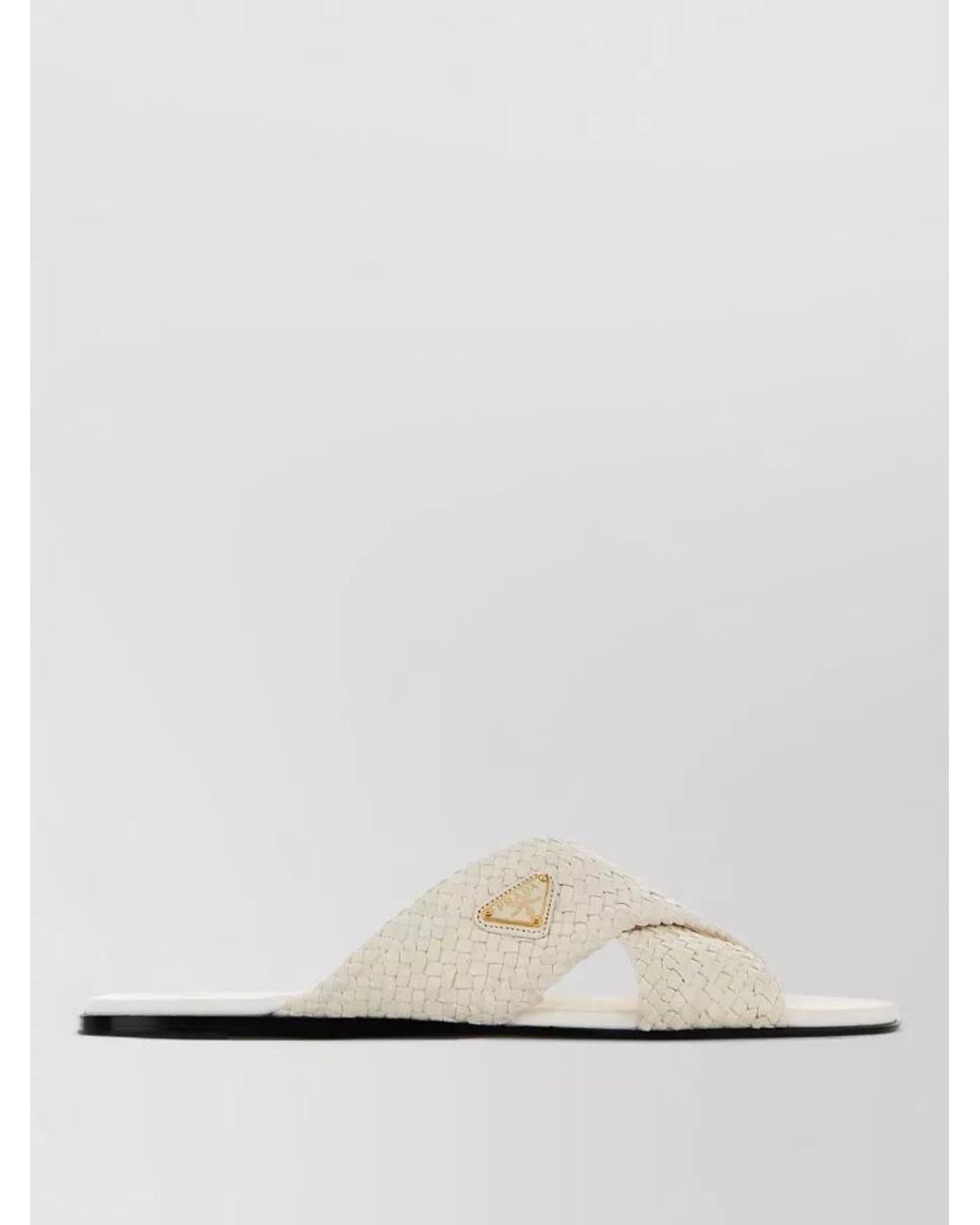 Prada White Leather Slippers