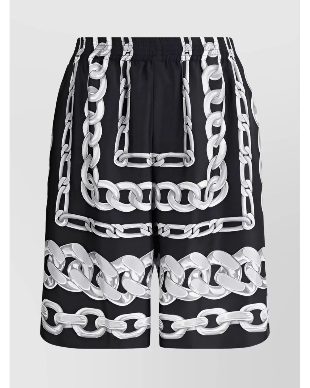 Versace Black Silk Printed Knee-Length Bermuda Shorts for men
