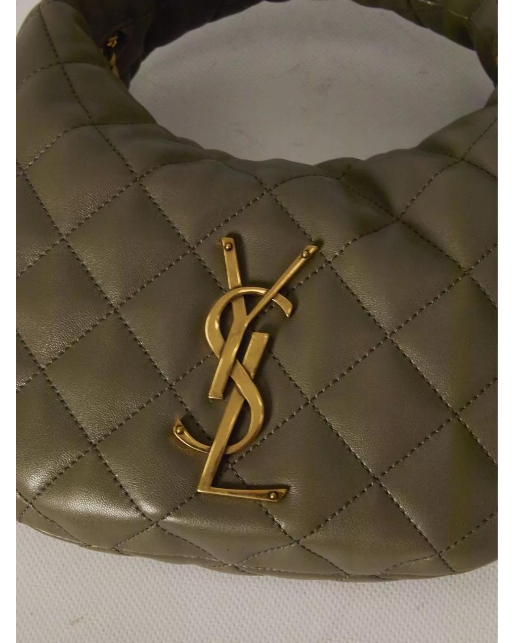 Saint Laurent Green Icarino Lambskin Quilted Tote Bag