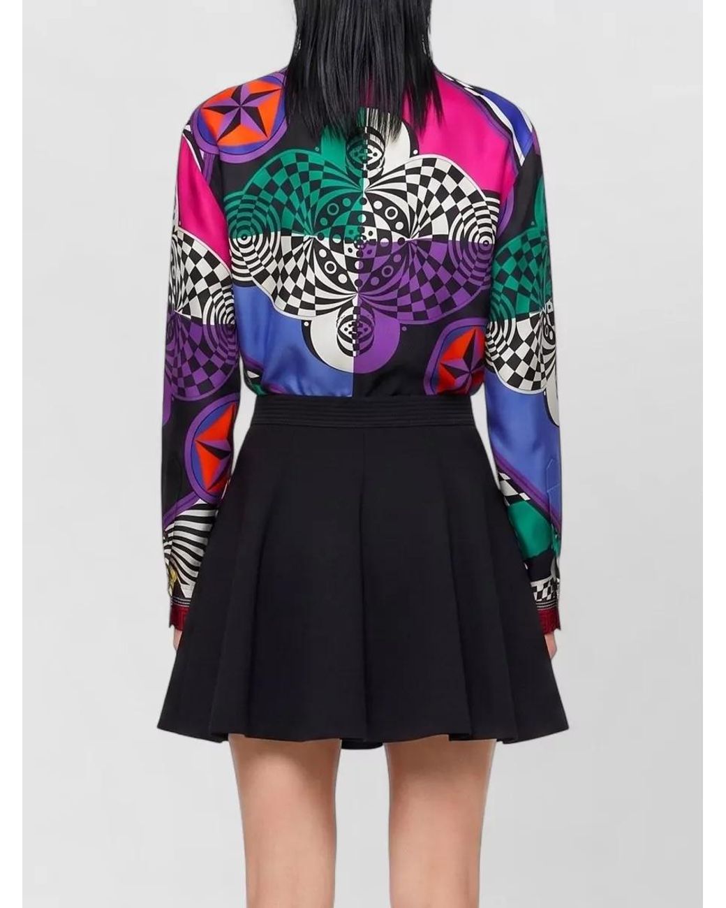 Versace Black Silk Printed Long-Sleeve Shirt