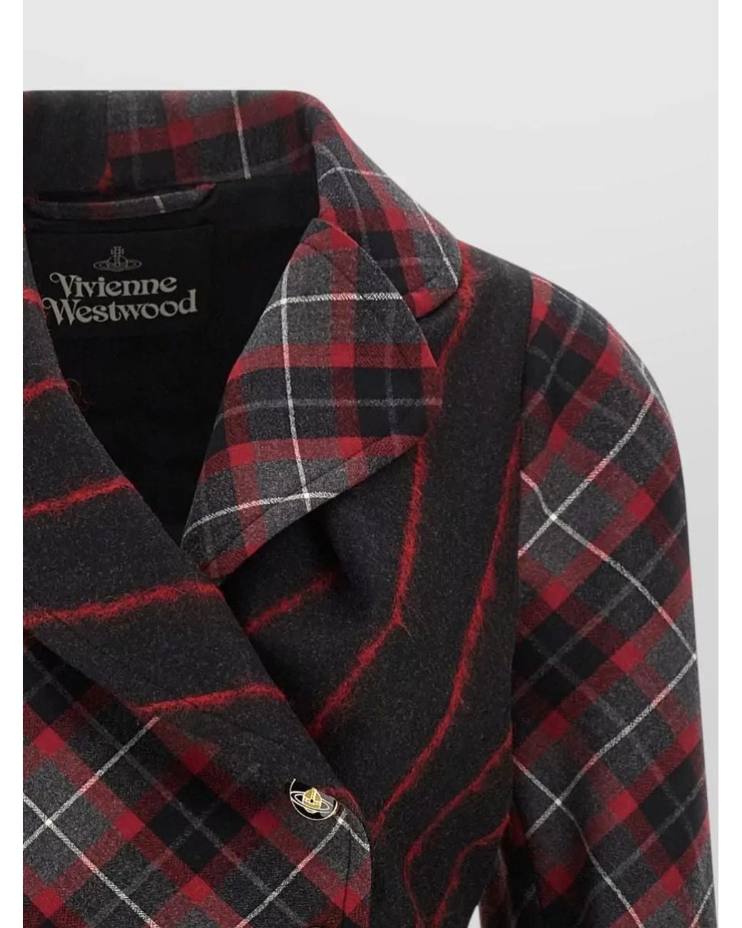 Vivienne Westwood Black Virgin Wool Asymmetric Tartan Blazer